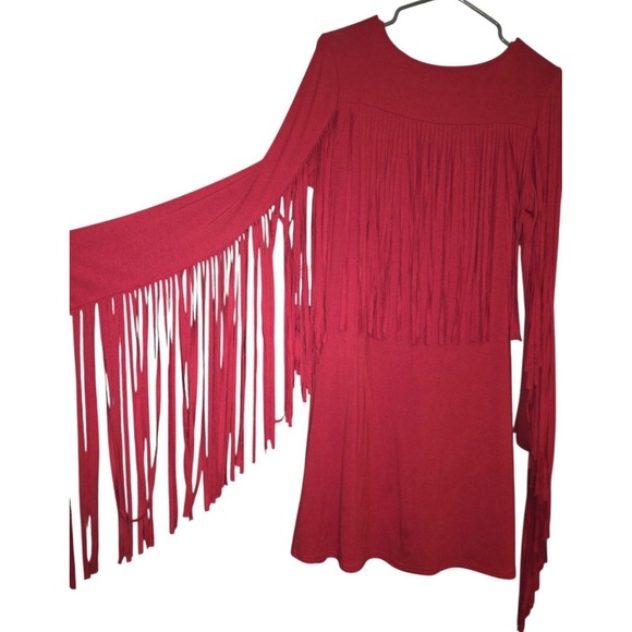 IDYLLWIND Fueled By Miranda Lambert Women's LARGE Red Western Rodeo Fringe Dress - Picture 6 of 7